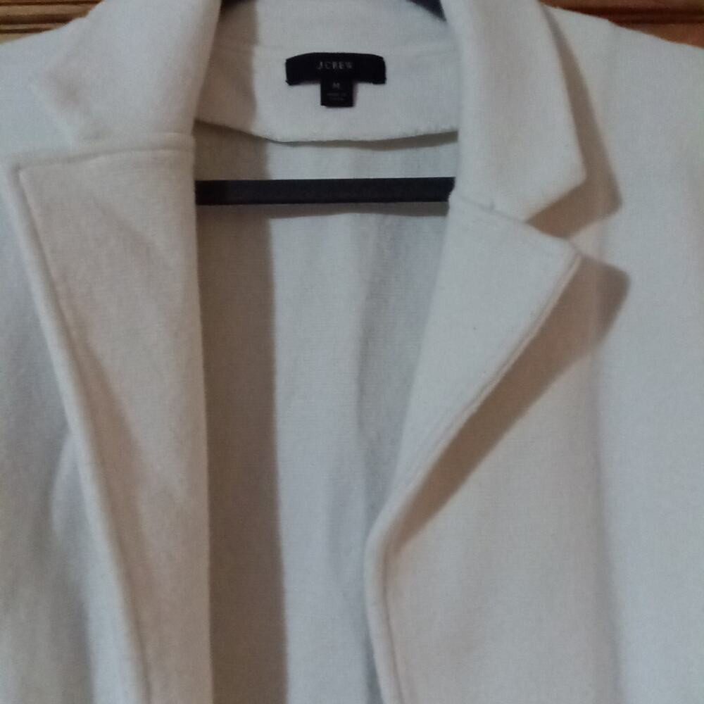 J.Crew Sophie Ivory Merino Wool Blend Open Blazer Cardigan Jacket Med. - Picture 3 of 6